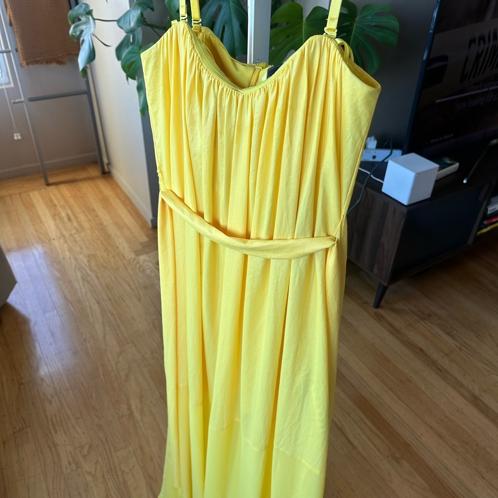 BCBGMAXAZRIA Yellow Silk Dress
